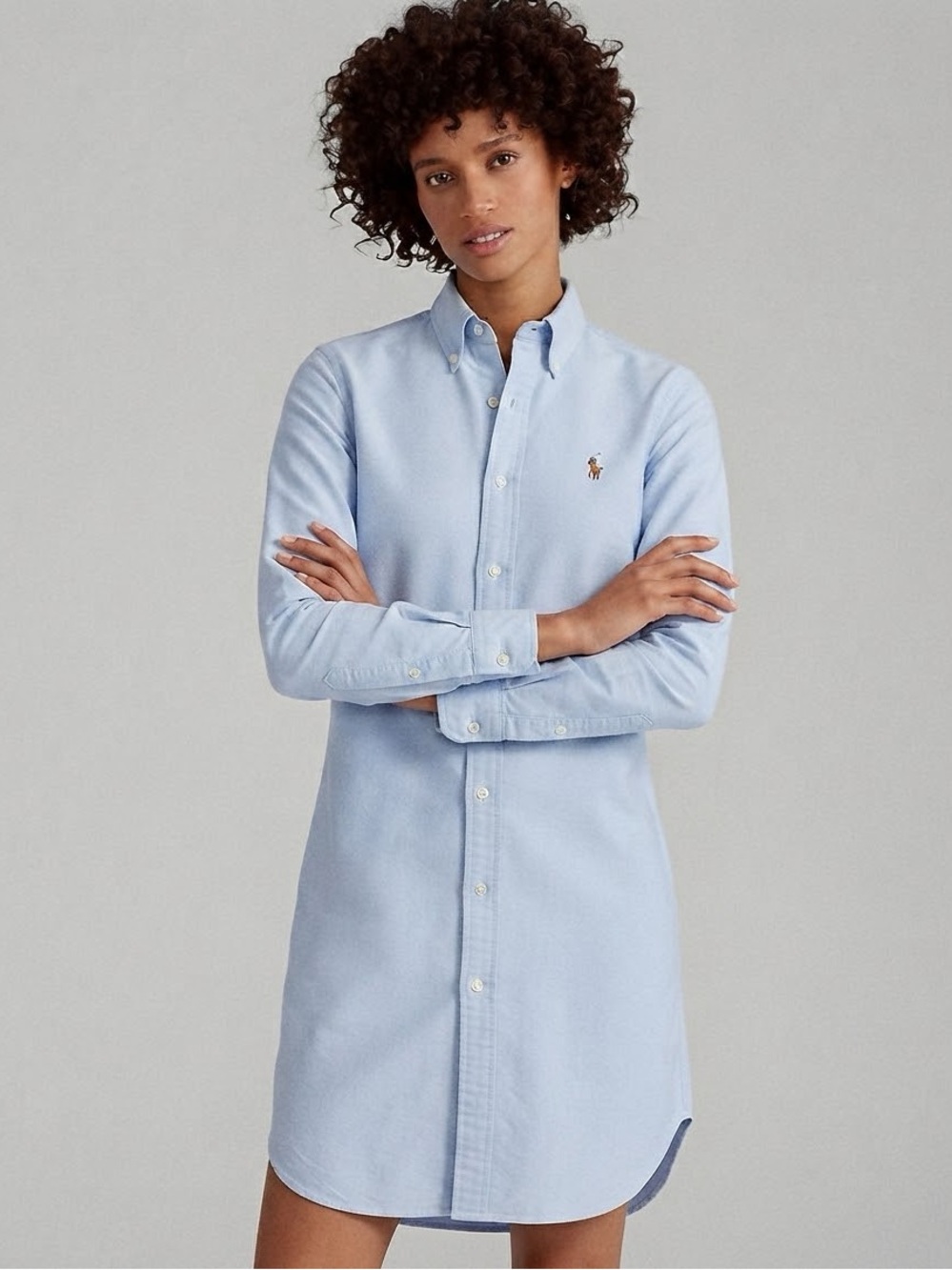 Ralph Lauren Polo Knit Oxford Shirtdress Classic Pony Logo Casual Dress